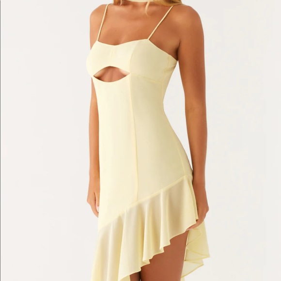 Peppermayo Asymmetrical Yellow Midi Dress - Picture 3 of 4